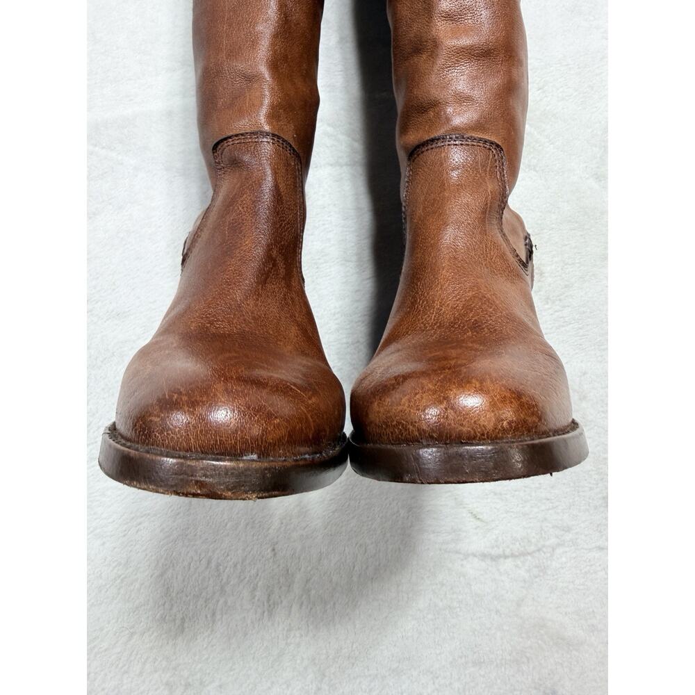 Frye Melissa Button Brown Leather Riding Boots Sz 6.5 B Tall Pull On Stretch 401 - Picture 3 of 13